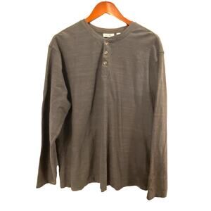 ROWM Men's Gray 100% Cotton Long Sleeve 3-Button Crew Neck Pullover Size X-Large